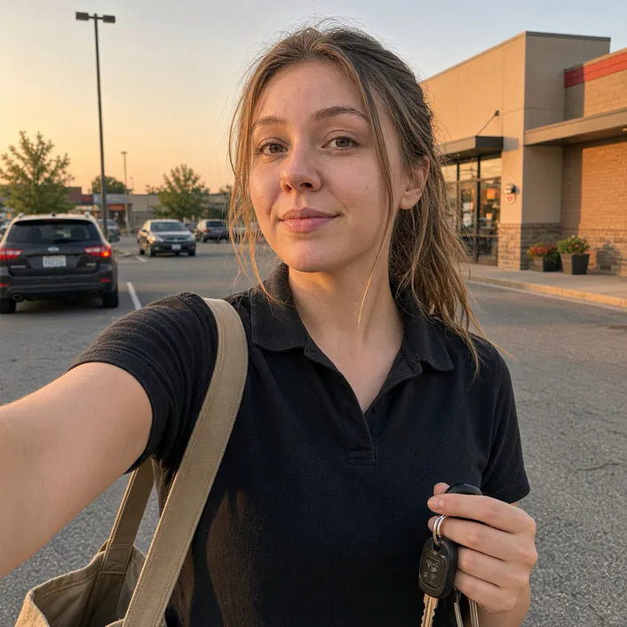 Leaving work after the shift with clear skin