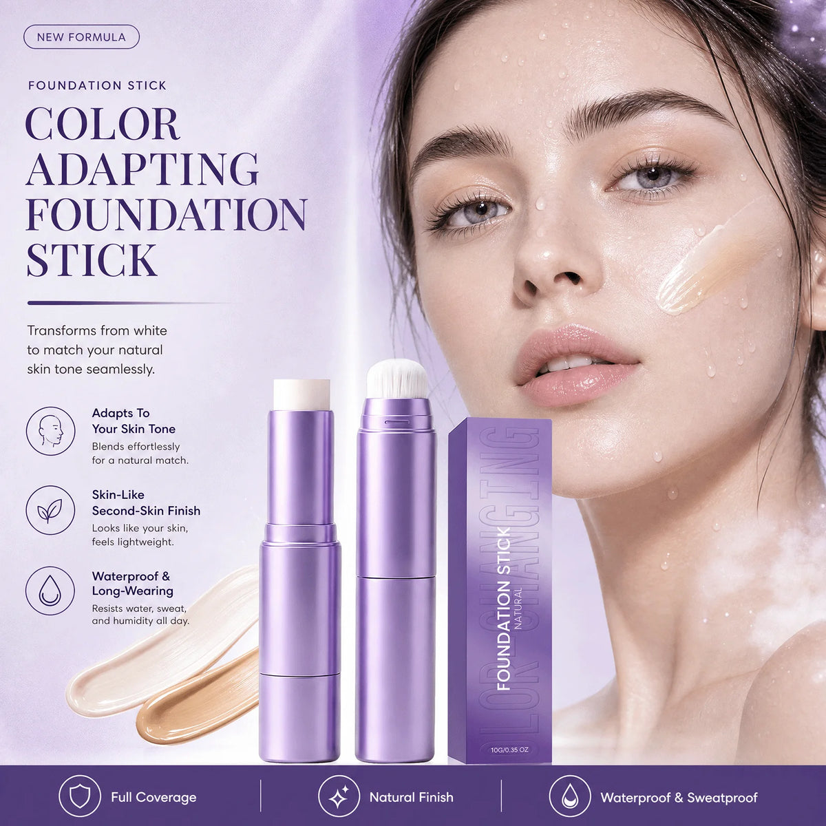 Colour adapting foundation stick