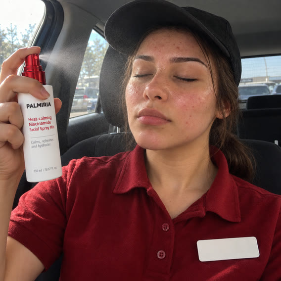 Using the facial spray mist in the car