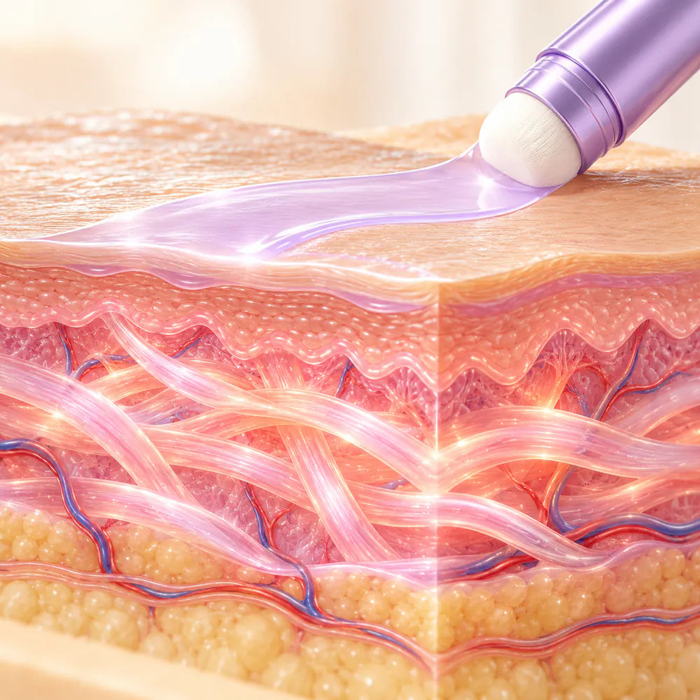 Cross-section of skin: the deep layer rebuilding, a protective layer sealing the top